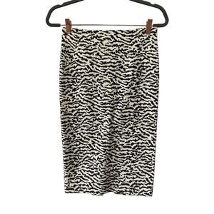 Veronica Beard Womens Size 2 Pencil Skirt Black White Zebra Career Workwear